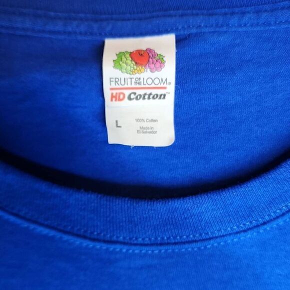 Fruit Of The Loom Blue Graphic Print Short Sleeve Cotton Tee Large NWT (Qty 2) - Picture 9 of 9